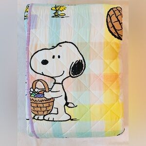 Peanuts Snoopy Easter Eggs and Baskets Plaid Easter Quilt - Full/Queen